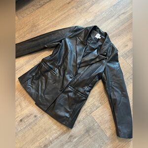 Princess Polly Vegan Leather Blazer Jacket Women Size Small/Medium Black